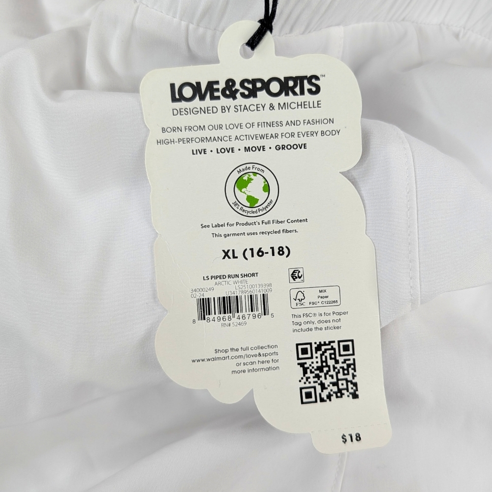 Love & Sports XL Running Shorts White Green Womens Retro Brief Liner Quick Dry - Picture 7 of 11